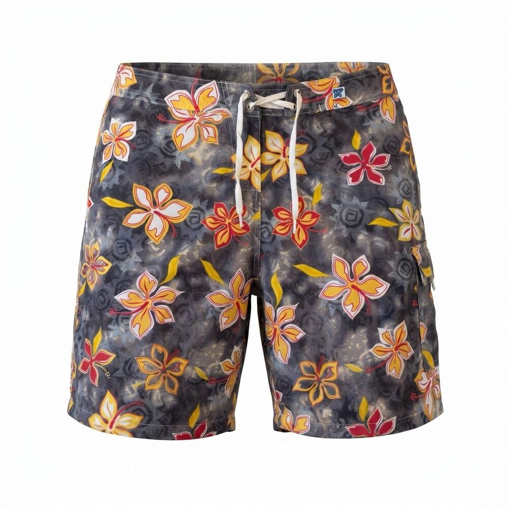 Xelosette Tropical Hibiscus Floral Board Shorts (Size 14)